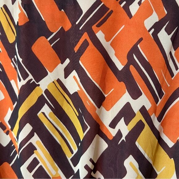 Ashro Women’s Plus Size Sleeveless Faux Wrap Brown Orange Yellow Maxi Dress 26W - Picture 7 of 9